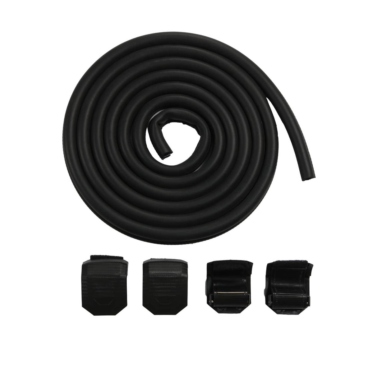 Black rubber seal strip with installation clips and fasteners for windshield