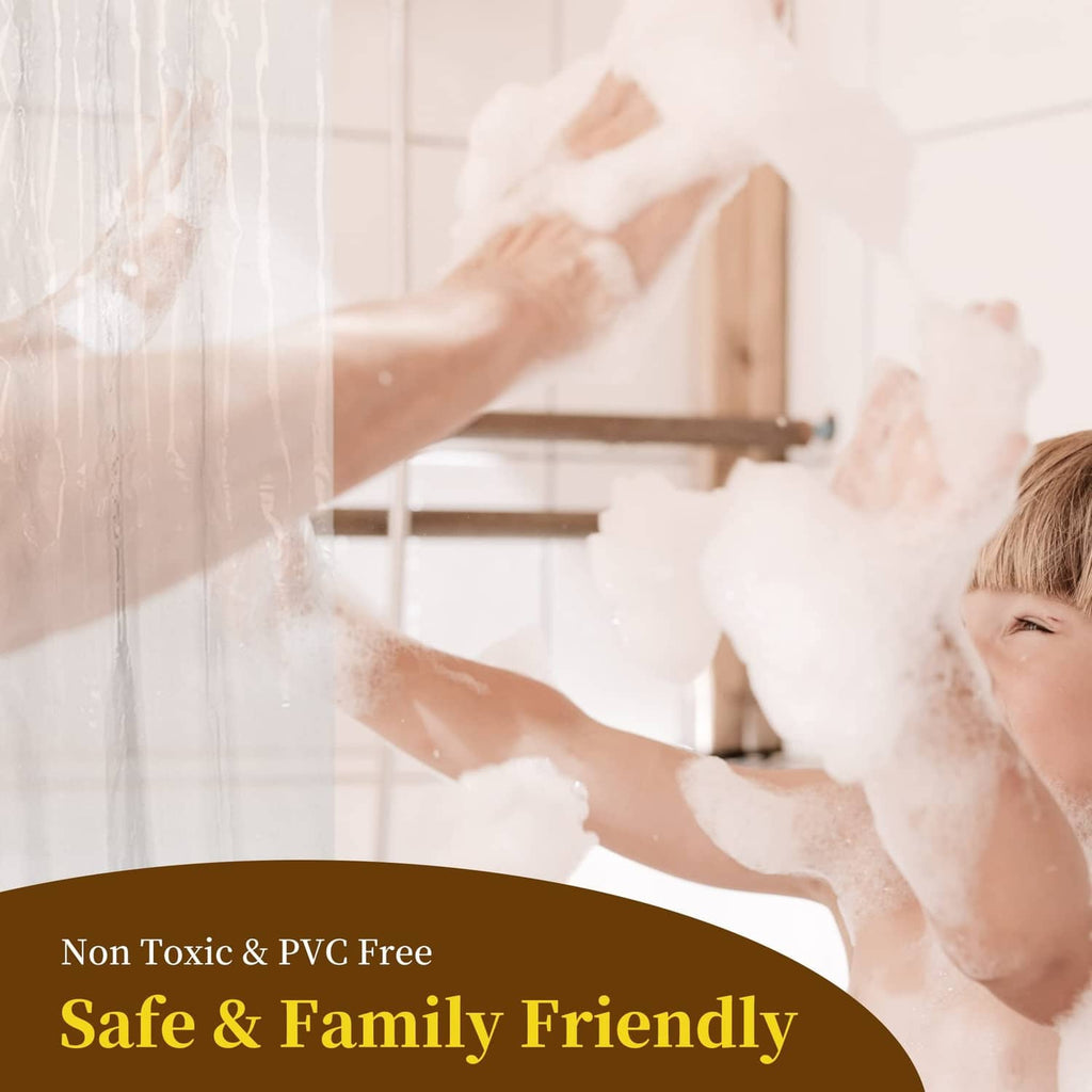 White shower curtain with water spray for indoor tub shower use