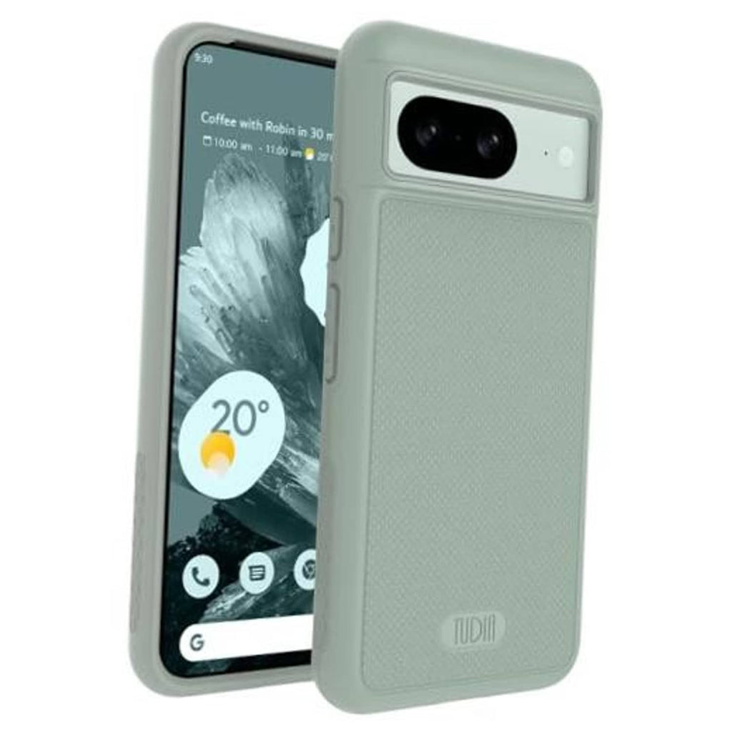 Mint green Google Pixel 8 case with camera cutout, textured back and side buttons