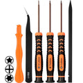 Orange-and-black precision screwdriver set with P5/T5/Phillips tips and thin pry tool
