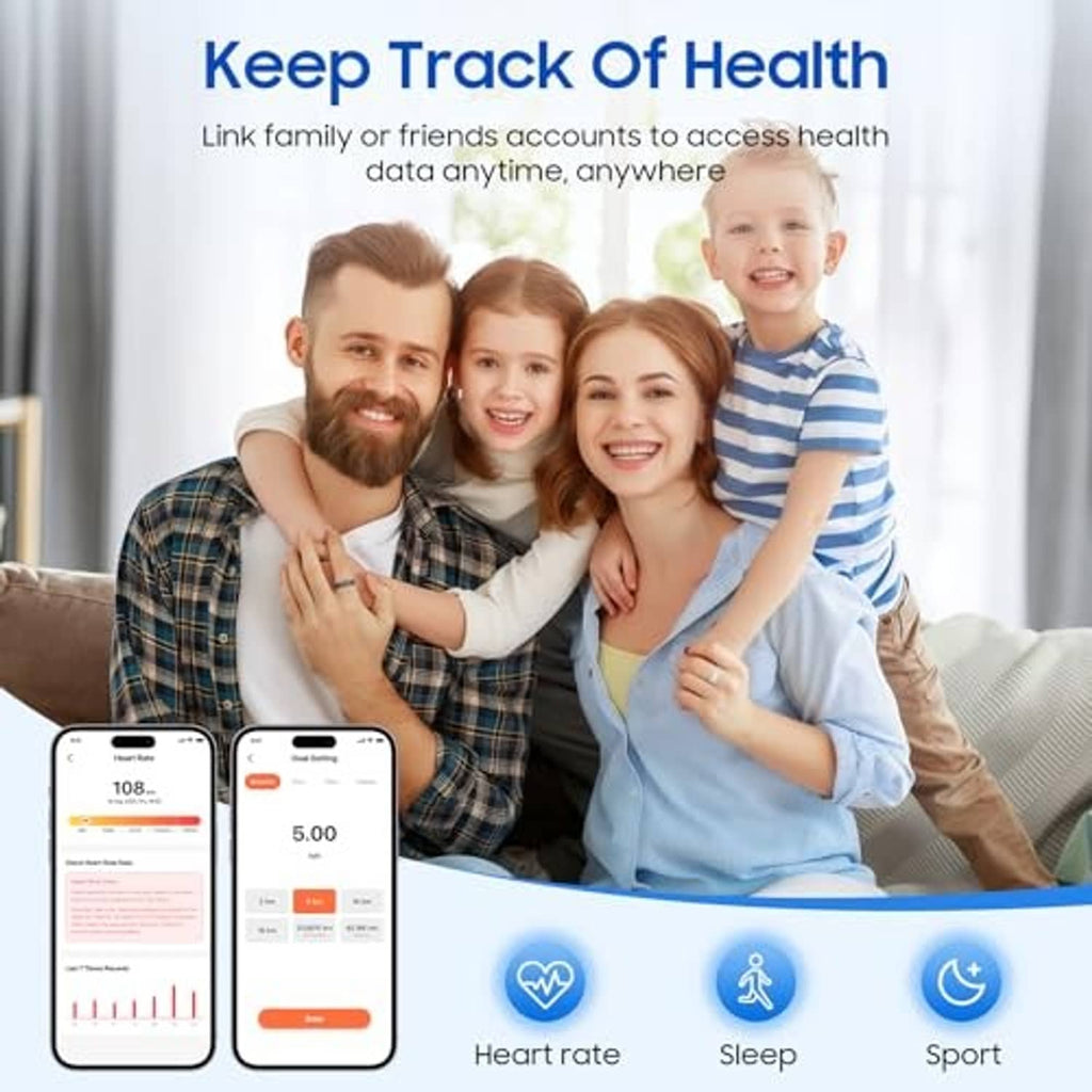 Smart health monitoring app screens on smartphones with heart rate and sleep icons