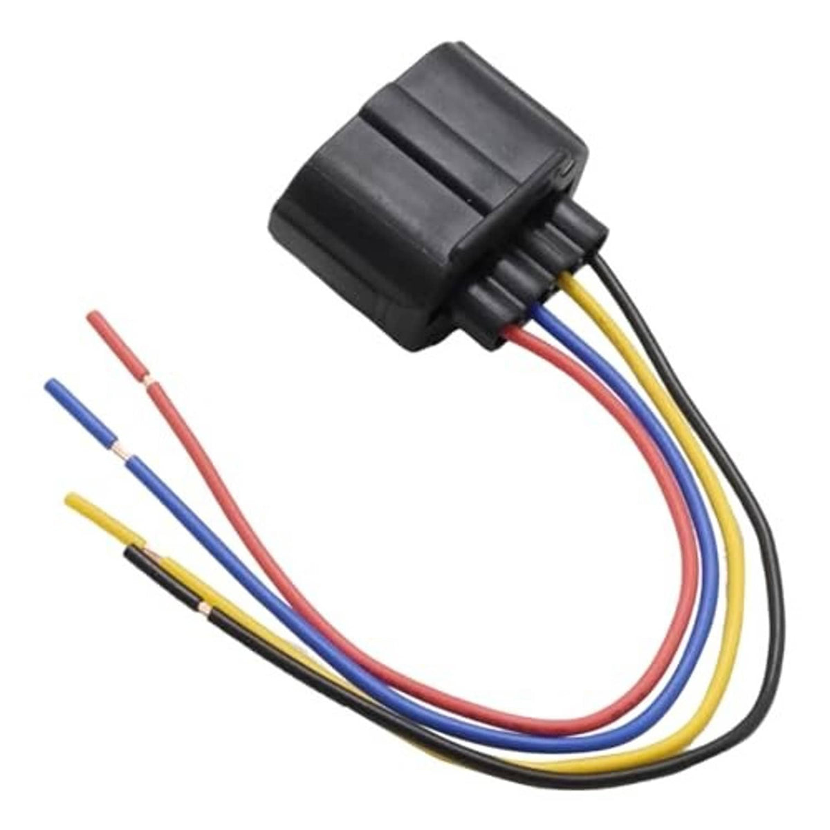 4-pin TPS connector pigtail harness with multicolor leads and heat-shrink ends