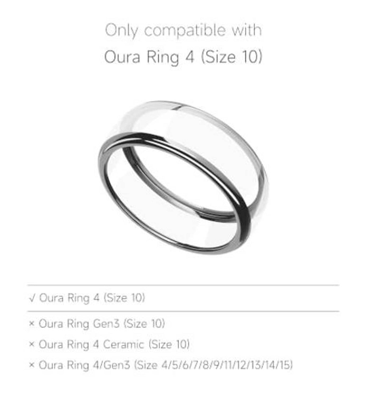 Silver ring cover, slim band with inner sensor openings, close-up angle