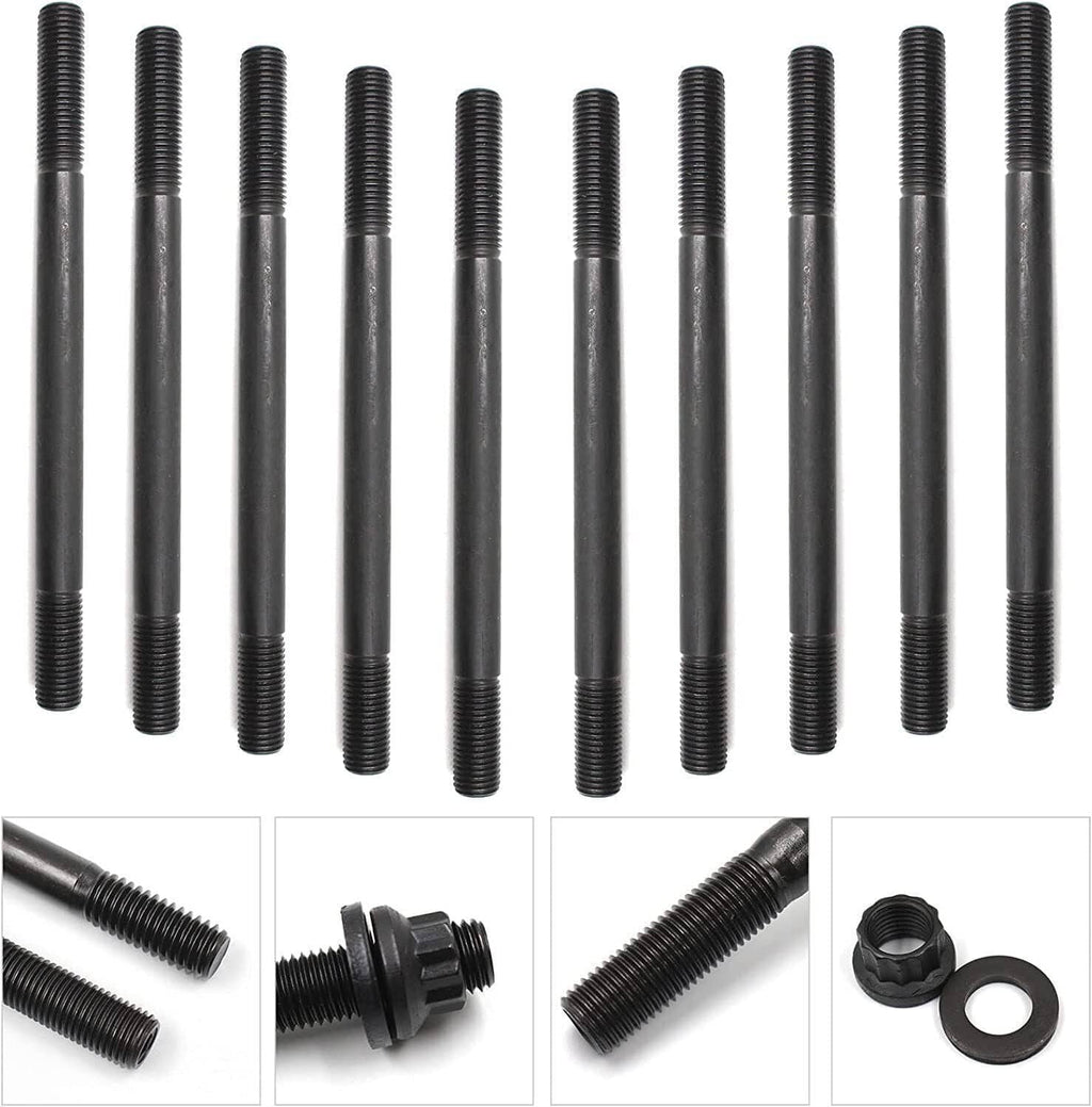 Assorted black threaded engine head studs, long bolts for replacement