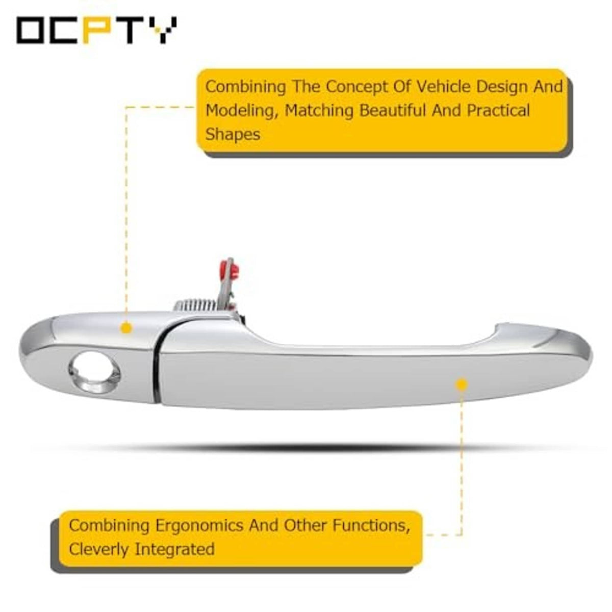 Exterior front right door handle, silver-gray lever style with circular key hole