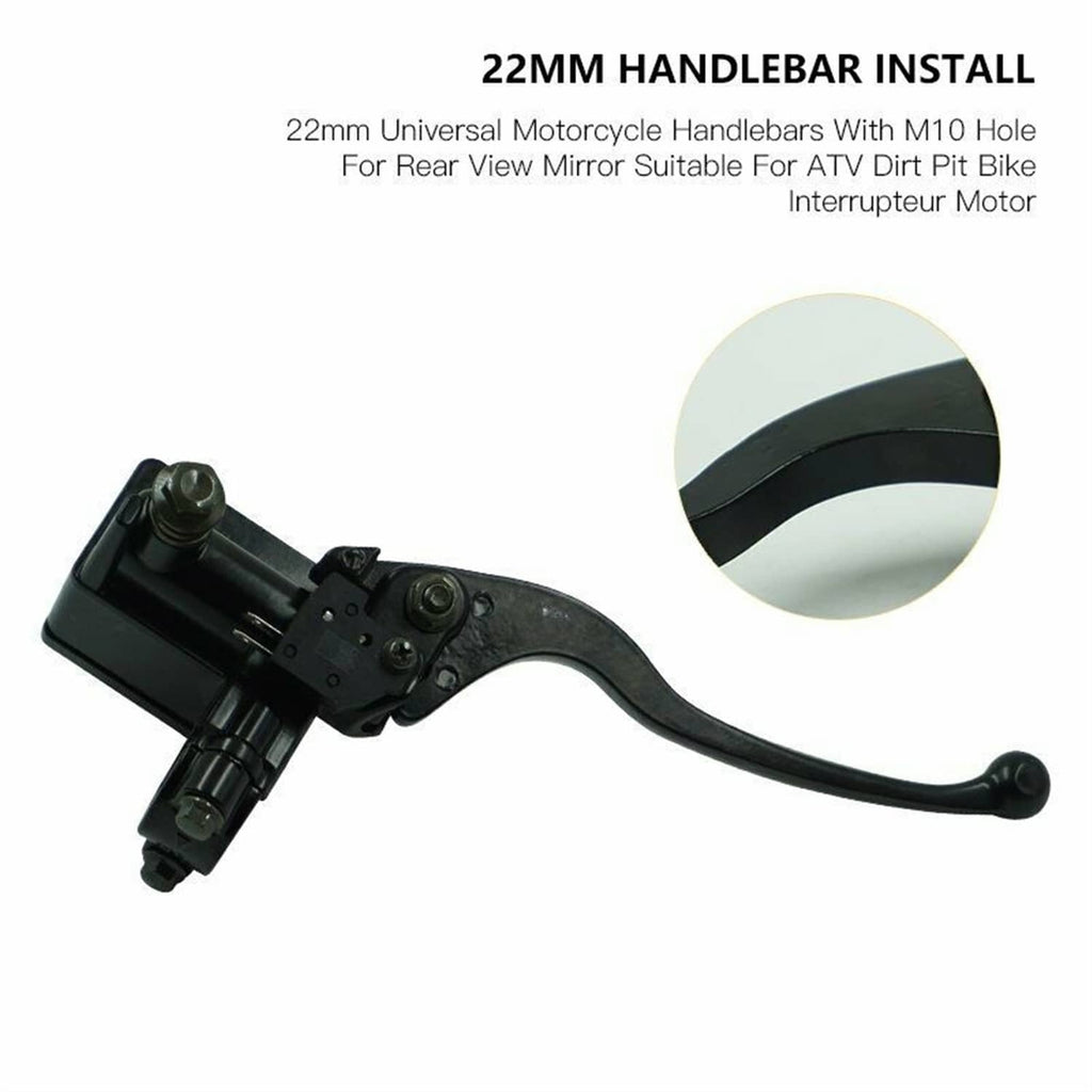 Left front brake master cylinder with lever and mounting bracket detail