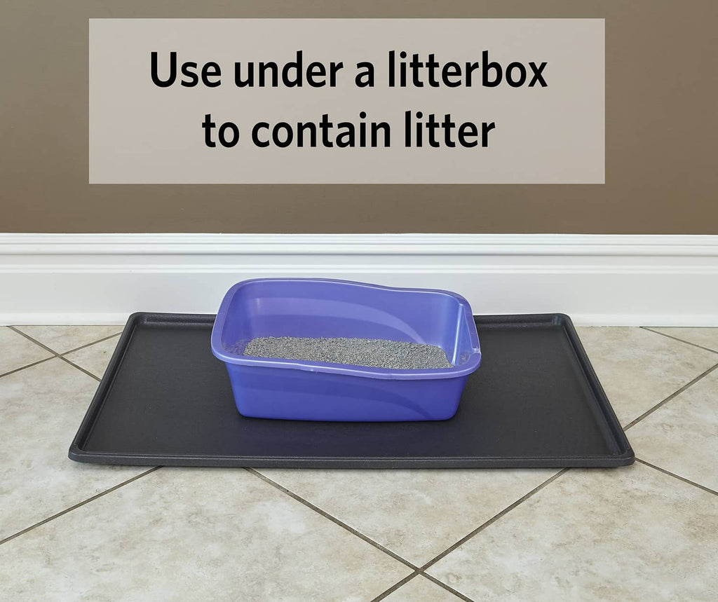 Dark replacement crate pan used under a litter box to contain litter