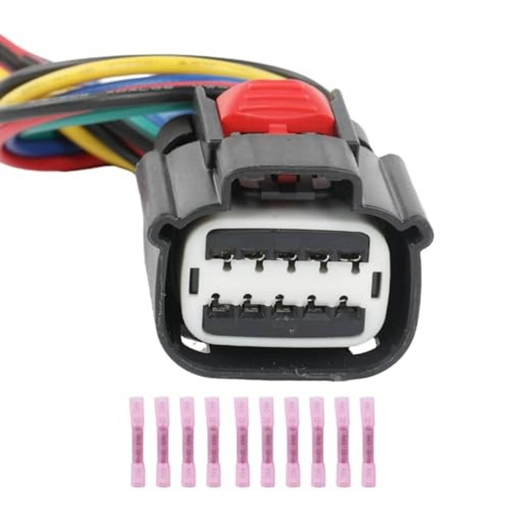 Multi-pin sensor connector plug with wiring harness and pink terminal connectors