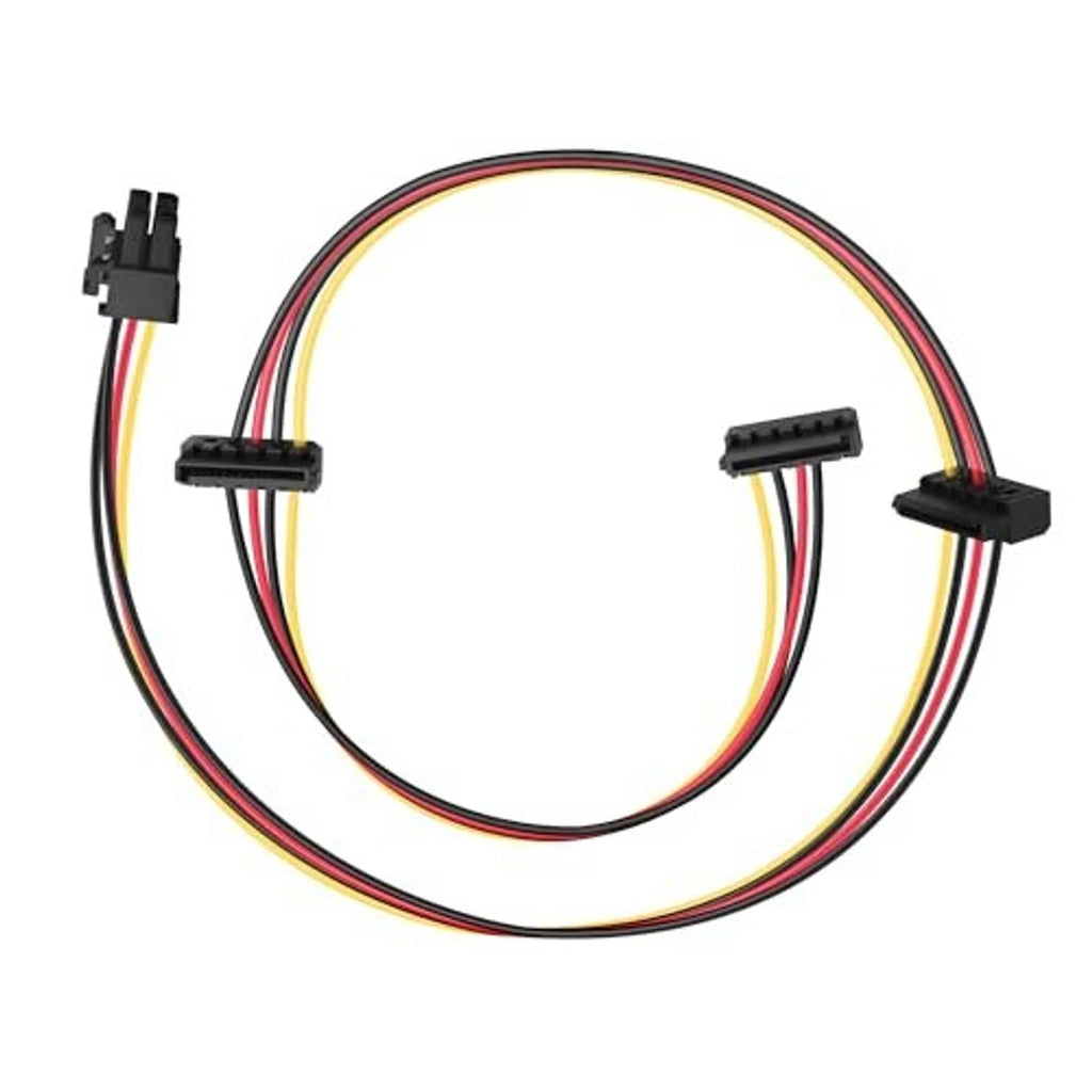 SATA power splitter cable with three black connectors and multi-color wire leads