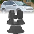 Black TPE all-weather floor mats set with molded cargo liner, raised tread patterns