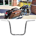Chrome 14-inch ape hanger motorcycle handlebar with clamp and cable holes