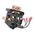 Forward/reverse golf cart switch, black base with copper mounting straps and multicolor wire harness