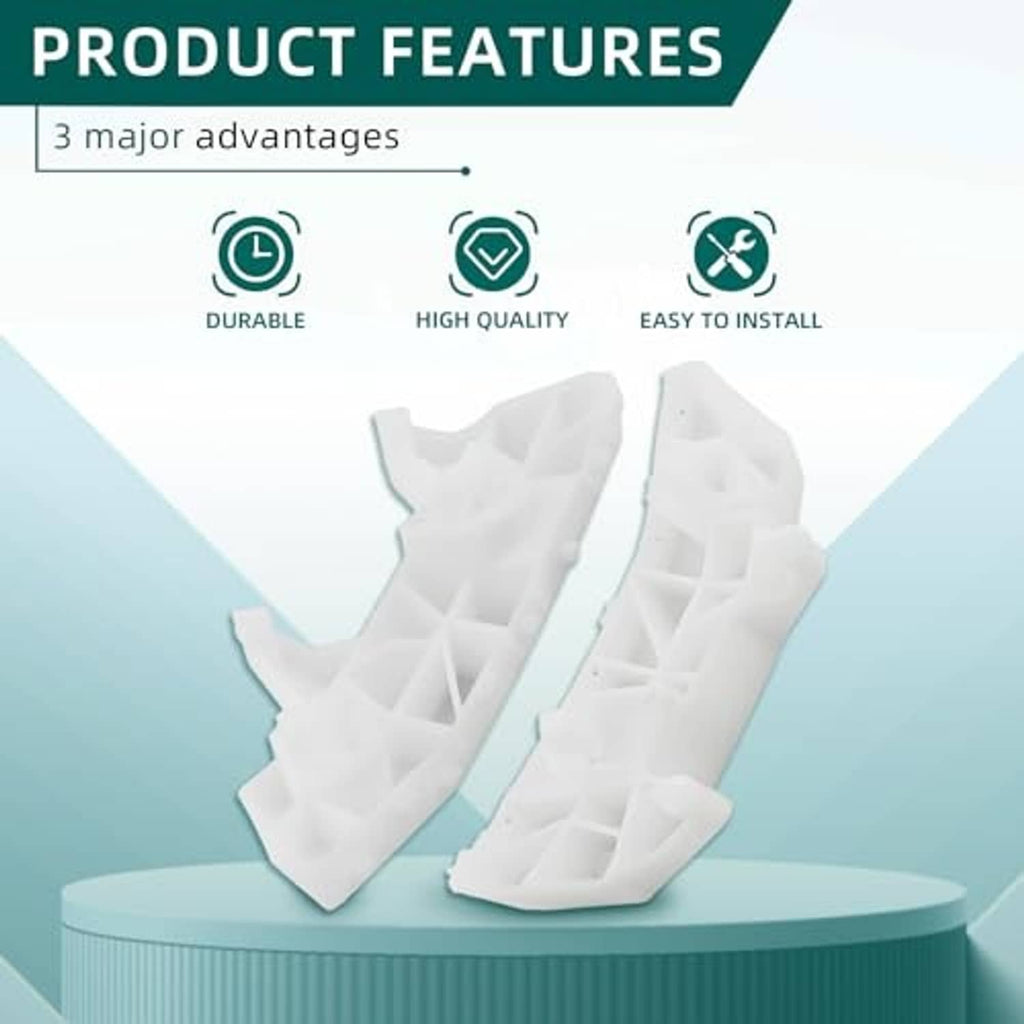 Infiniti front bumper outer bracket pair, white plastic bracket tabs