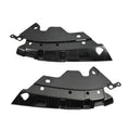 Front bumper grille retainer bracket pair, black plastic brackets with mounting holes