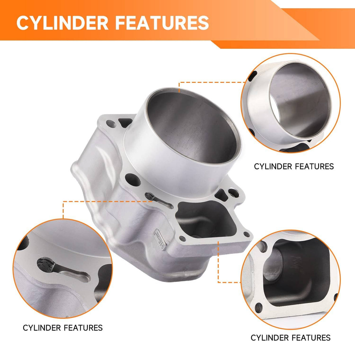 Cylinder features diagram highlighting cylinder bore and chamber areas