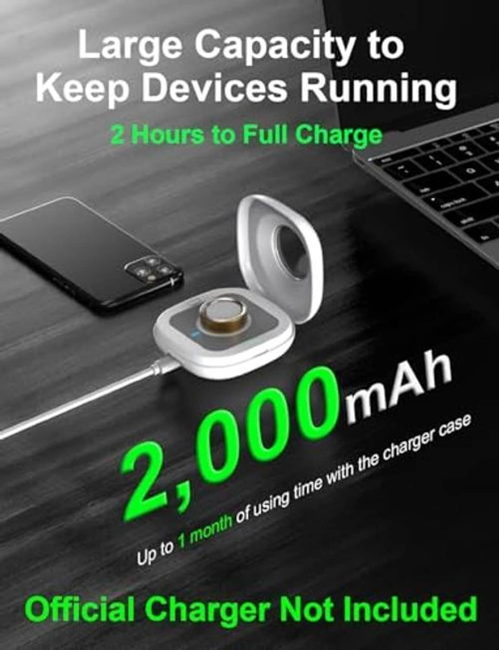 White portable wireless charging case with illuminated charging pad