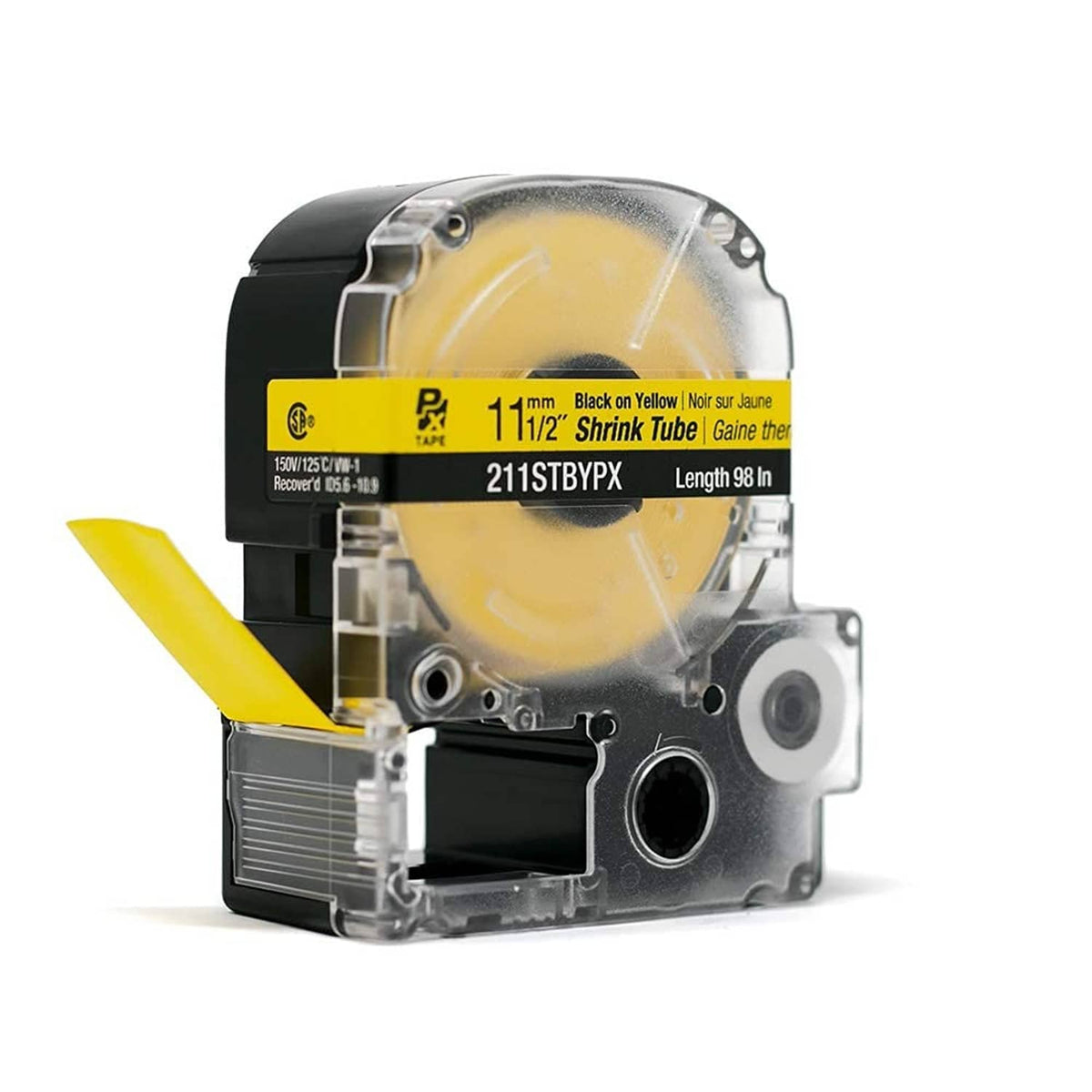 Epson LabelWorks PX cartridge with label tape, black on yellow, 11mm, 90 in