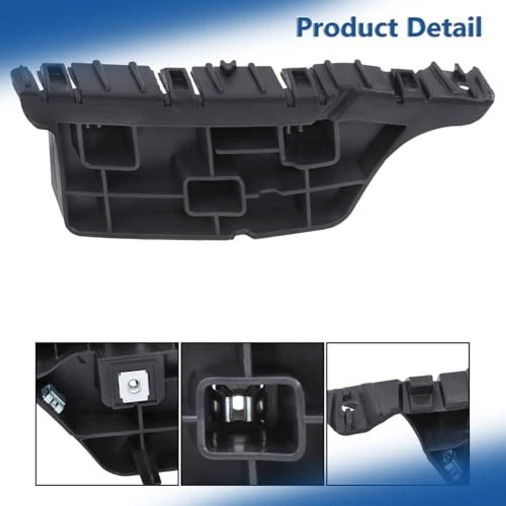 Black plastic front bumper bracket with molded compartments and mounting hardware points
