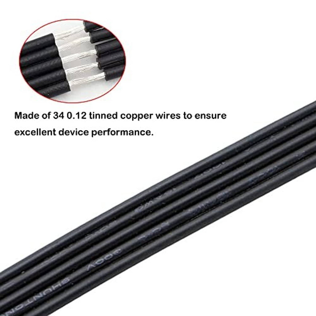 Black copper-core wire cable with molded connector housing