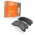 Rear ceramic brake pads set with dark gray friction and black backing plates