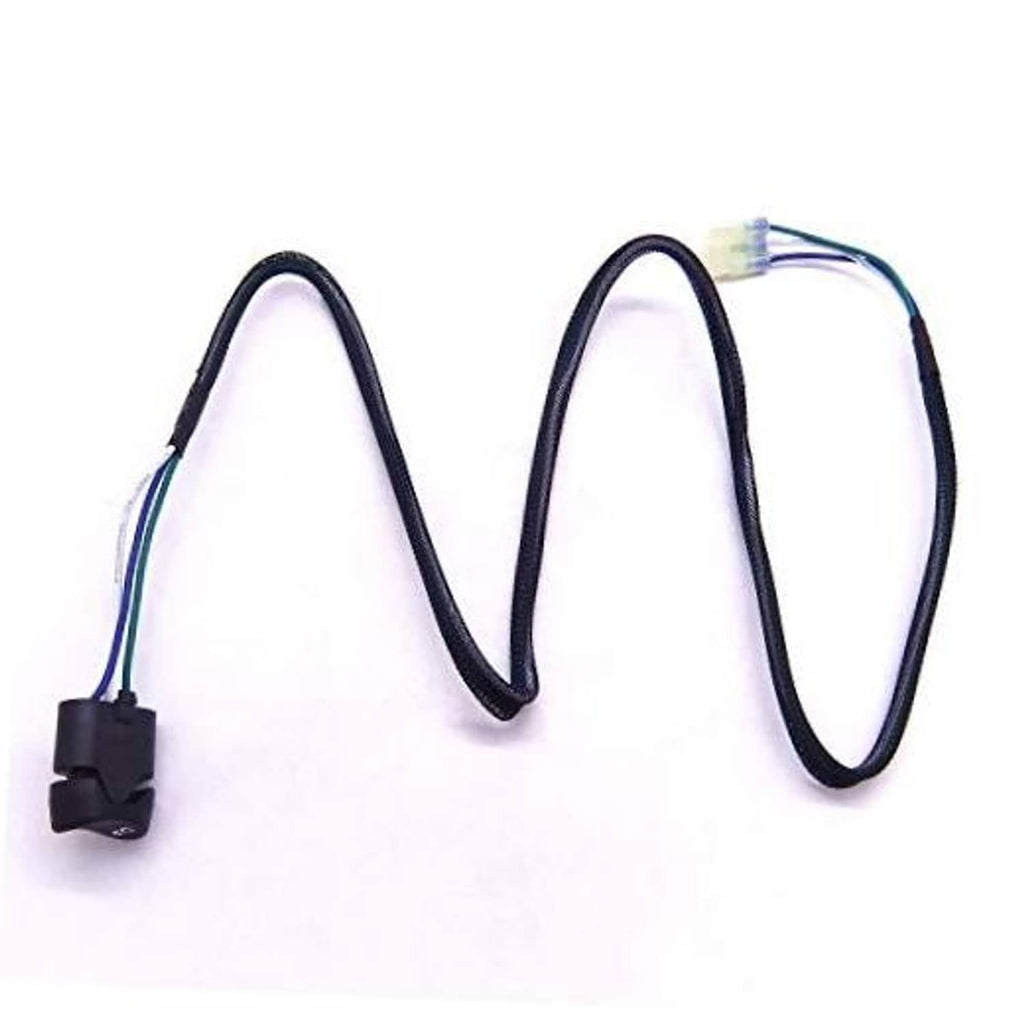 Black braided cable loop with molded plug on one end and crimped terminal leads