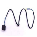 Black braided cable loop with molded plug on one end and crimped terminal leads