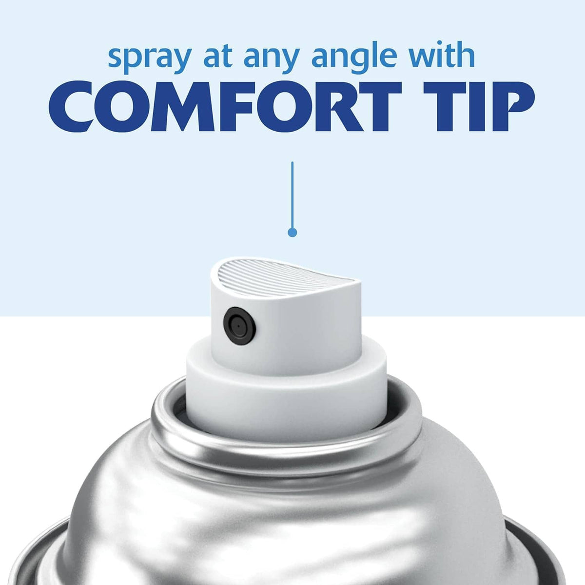 Close-up of spray nozzle with comfort tip on clear spray paint can