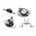 Dryer thermostat and thermal fuse set with metal bracket and two-pin terminals
