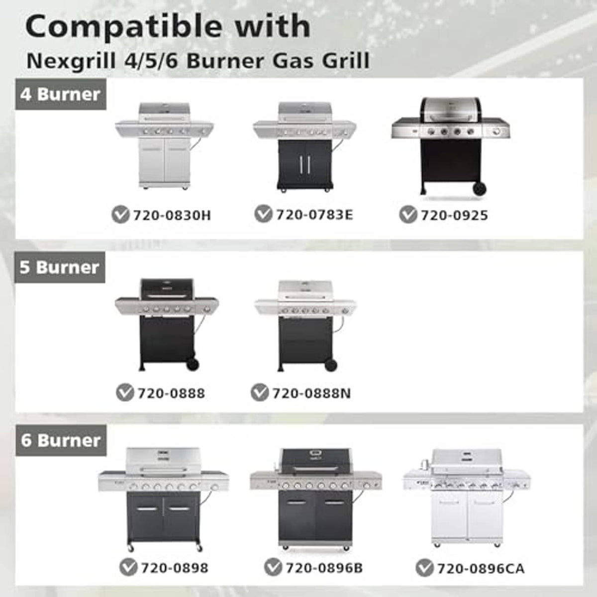 Porcelain steel heat plates replacement, compatible with Nexgrill 4 and 5 burner grills