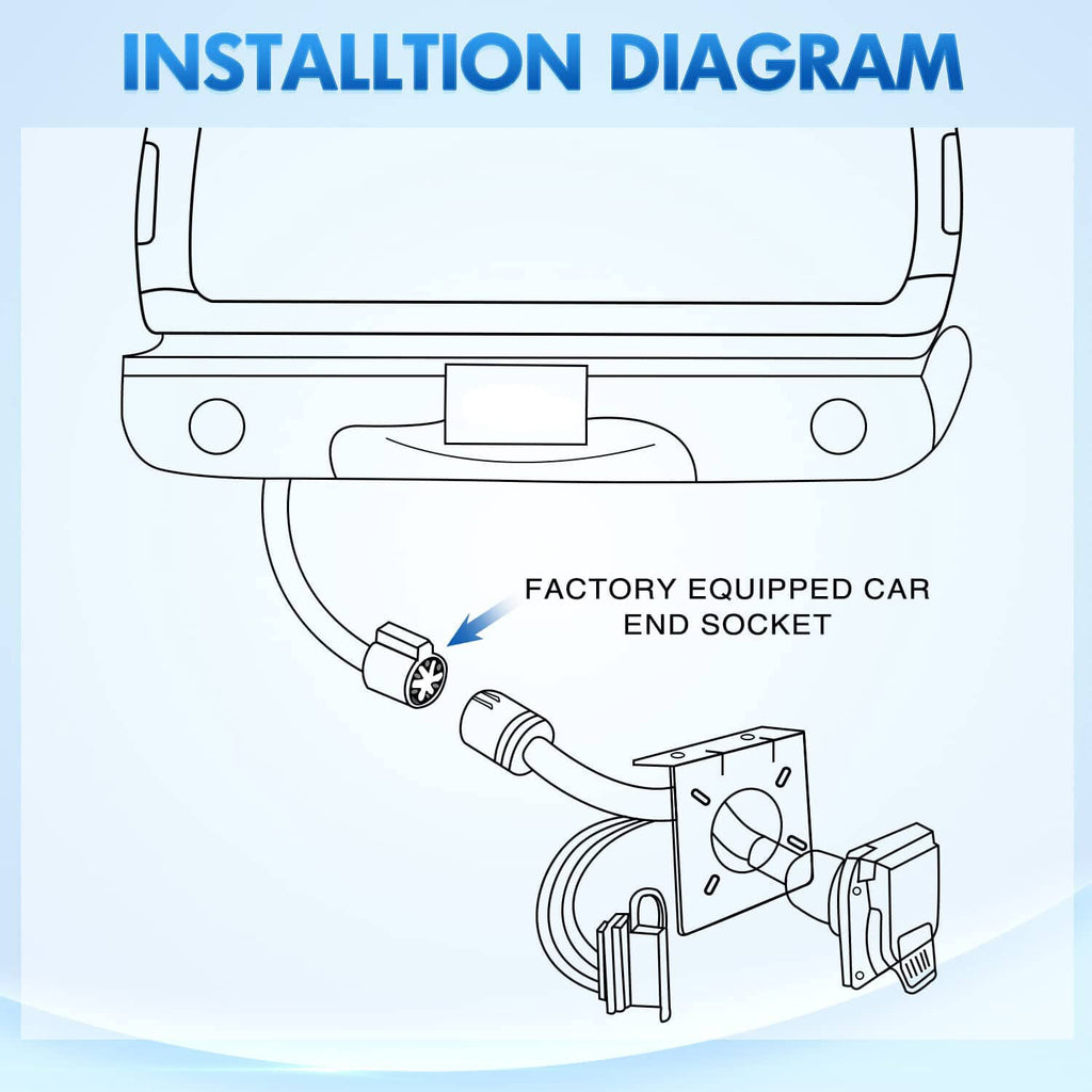 Installation diagram with factory socket and adapter wiring connection points