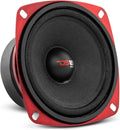 4-inch midrange loudspeaker with red steel basket and black cone