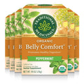 Organic peppermint herbal tea box labeled Belly Comfort, 96 count, Traditional Medicinals