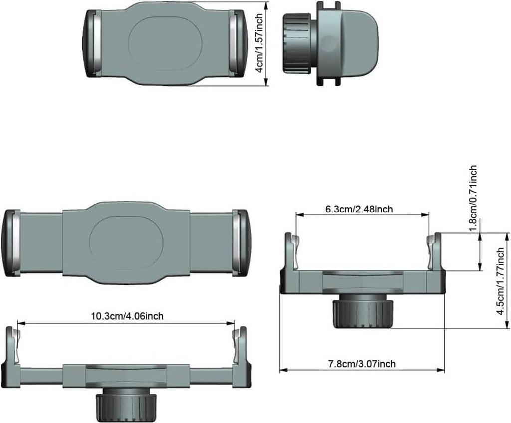 Phone holder mount clip ball-joint connector, gray replacement socket bracket