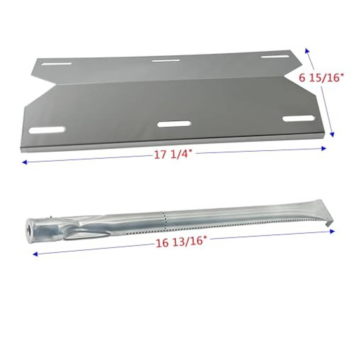 Single stainless steel heat plate and burner tube with perforated detail