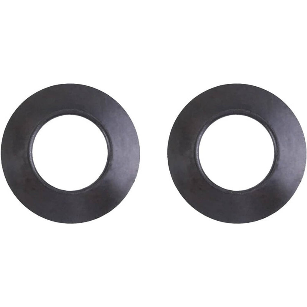 Pair of dark metal washers with center openings for differential clutch pack