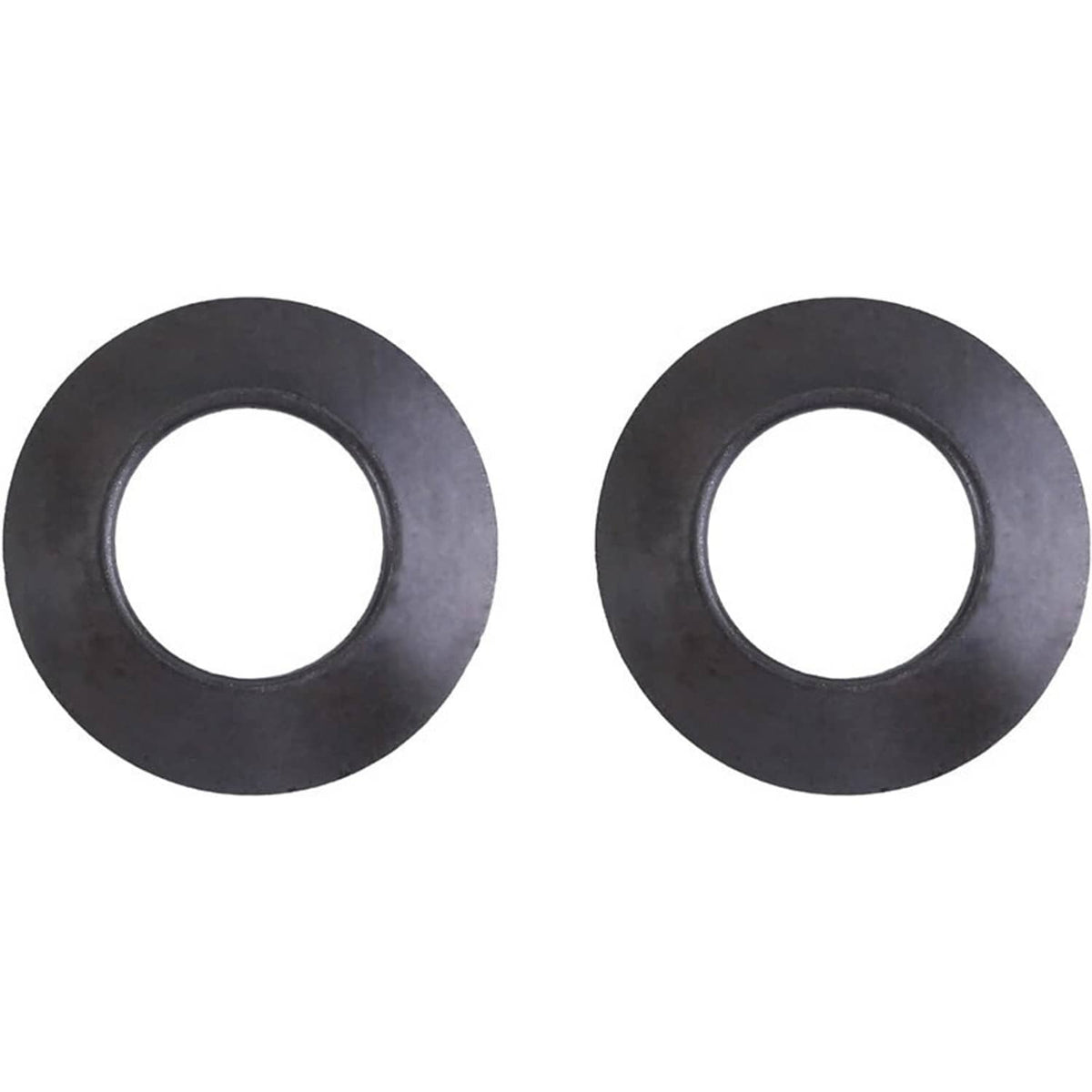 Pair of dark metal washers with center openings for differential clutch pack