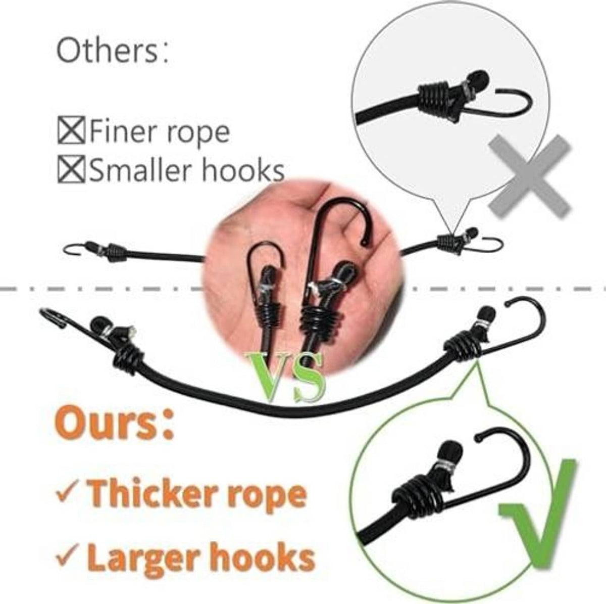 AC cover securing hooks with thicker rope and larger hook loops