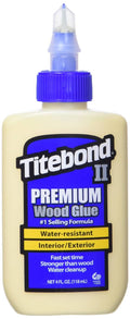 Titebond II premium weather-resistant wood glue bottle with blue cap, 4 fl oz