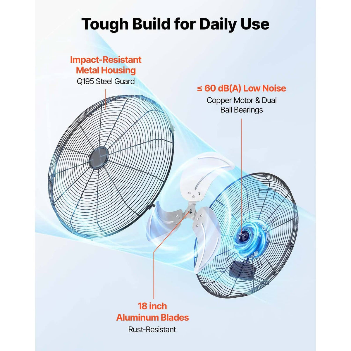 Uimoso 18-inch wall fan with metal housing and aluminum-look blades