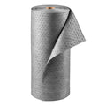 Oil and water absorbent pads roll, gray speckled perforations, medium-duty