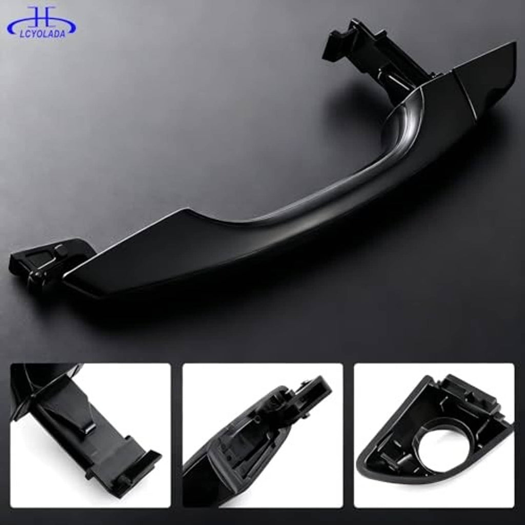 Front left exterior door handle with curved grip and rectangular mounting bracket