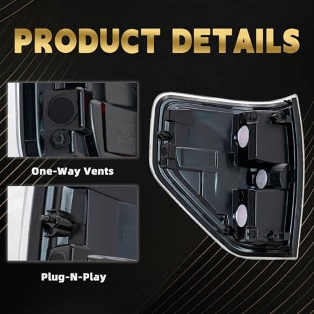 Smoked tail light housing interior with mounting brackets and vent openings