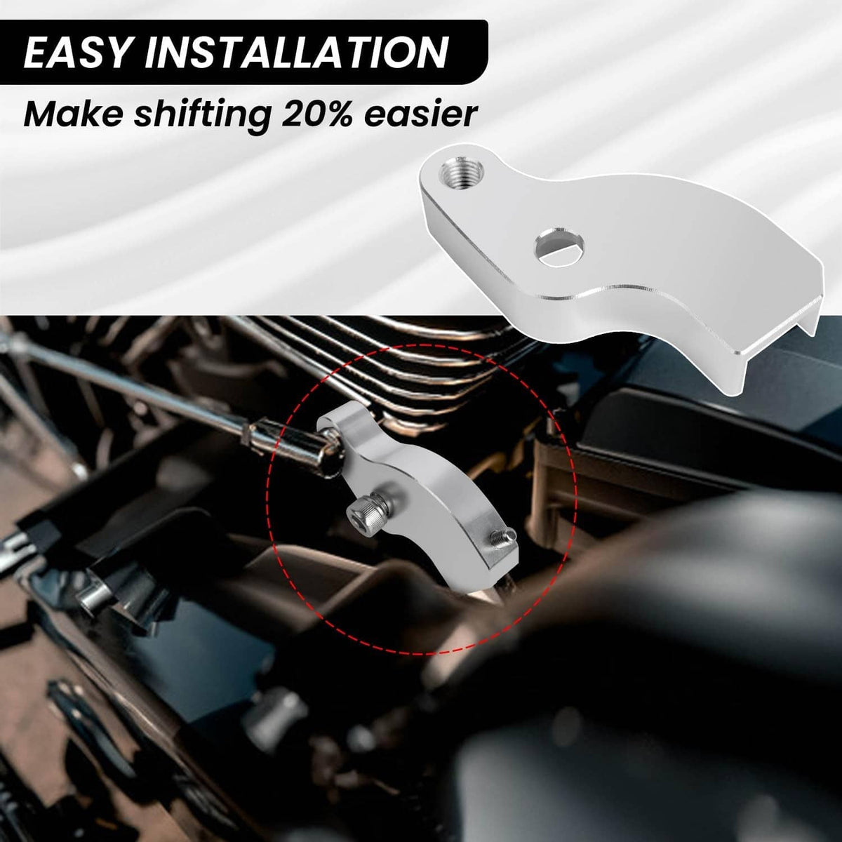 Chrome neutral assist bracket with threaded stud and mounting points, close-up