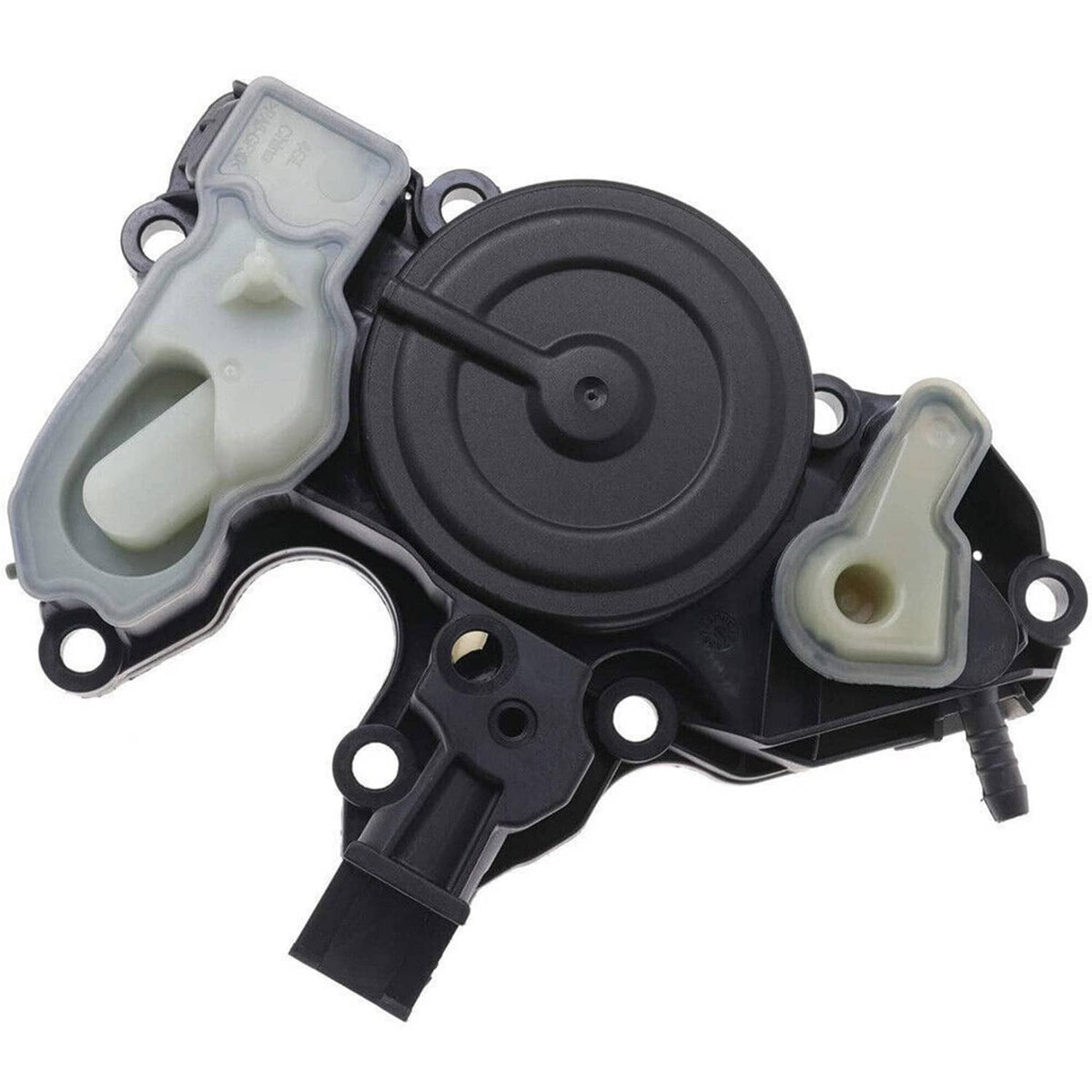 Oil separator valve assembly, black circular cover with two light translucent side pieces