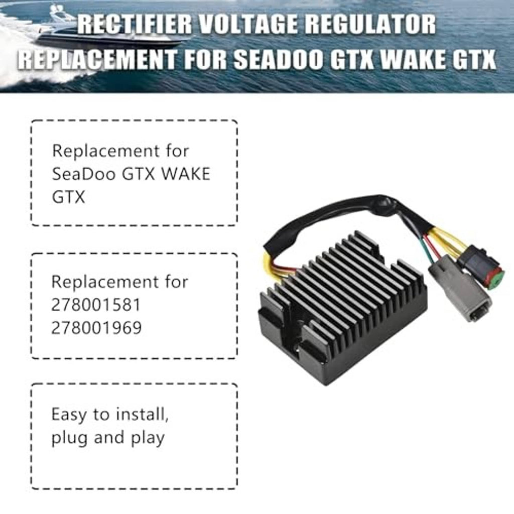 Rectifier voltage regulator module with black heat sink and multicolor wiring harness