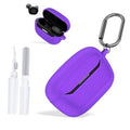 Purple silicone protective case cover with carabiner; ribbed texture and black interior