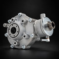 Silver rear differential assembly with side flange and axle housing details