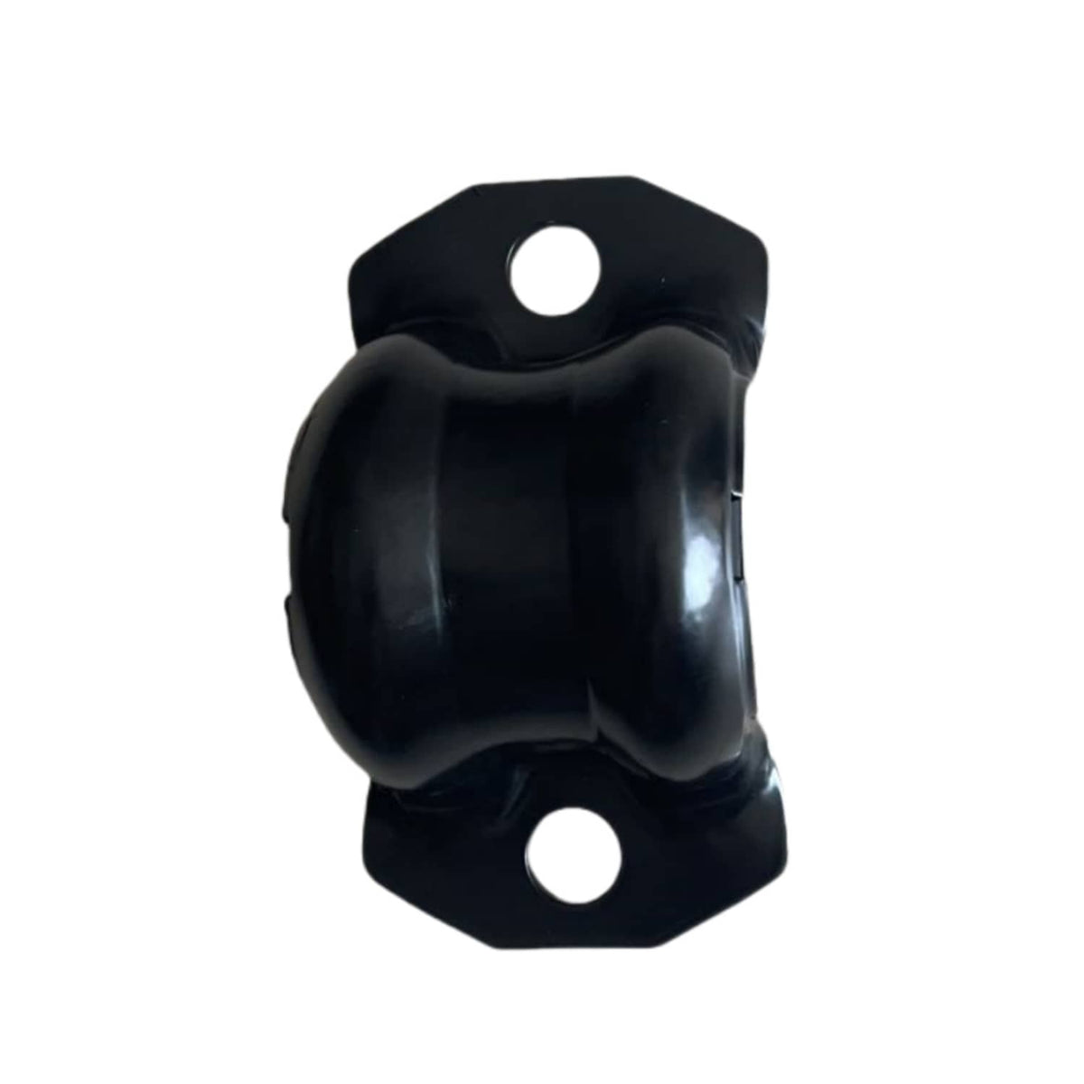 Front stabilizer bushing support bracket with two bolt holes, black