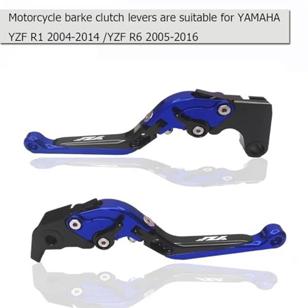 Blue and black motorcycle brake and clutch lever set with black mounting bracket