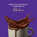 Cadbury hot chocolate mug with thick chocolate splash and swirl